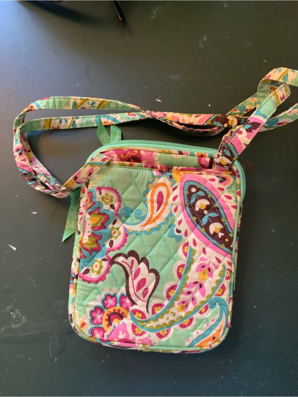 Vera Bradley Mint & Pink Paisley Quilted Crossbody